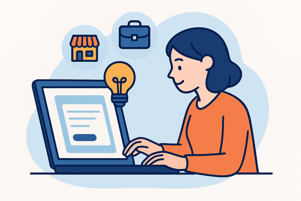 Woman working on business form